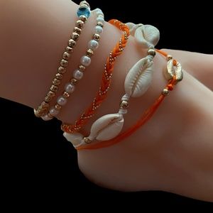 New Orange Summer Anklet. Slides to Open and Shut.. One size Fits Most.